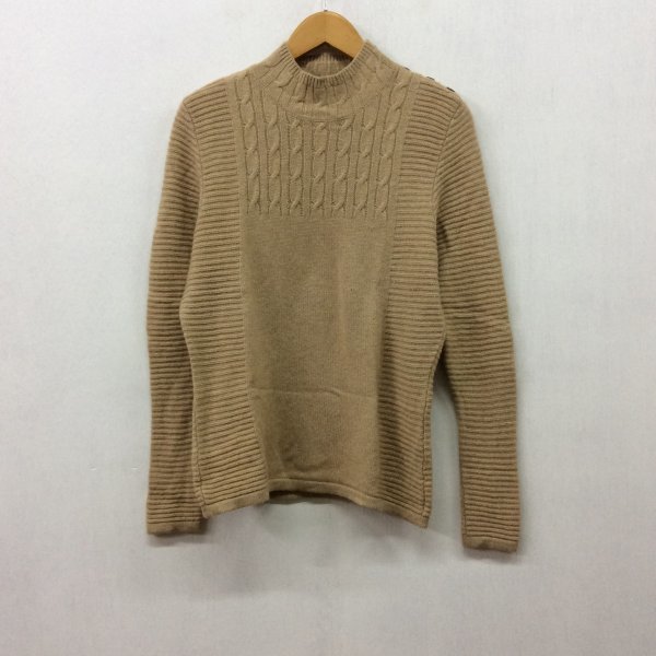 A459 SCAPA knitted sweater 40 beige cable rib switch design high‐necked button wool cashmere Blend Scapa 