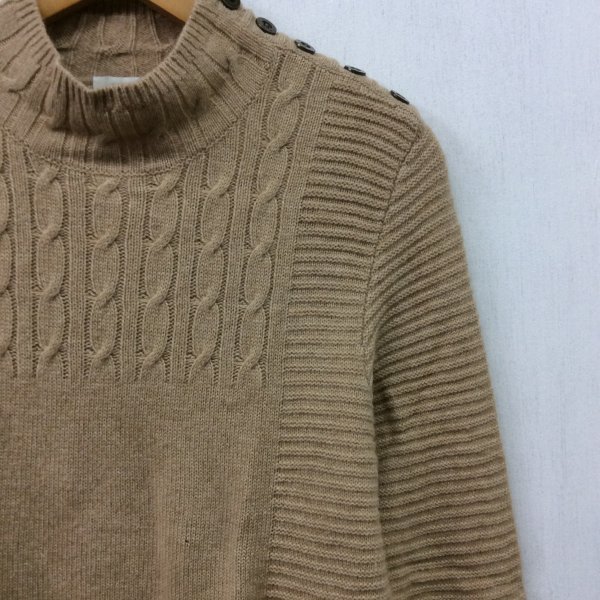 A459 SCAPA knitted sweater 40 beige cable rib switch design high‐necked button wool cashmere Blend Scapa 