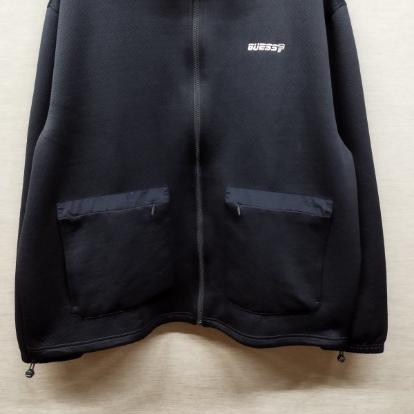 Z159 GUESS ジャケット XL ネイビー系 Thomas Scuba Zip Up ハイネック ジップアップ メッシュ地 スウェット ロゴ 刺繍 ゲス_画像6