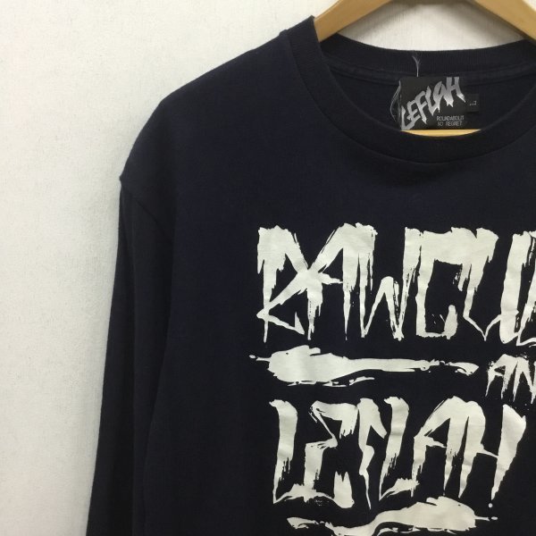 A485 LEFLAH レフラー 長袖 Tシャツ トップス ロンT クルーネック 文字 RAWCUL ネイビー 紺 メンズ サイズ L ストリート_画像3