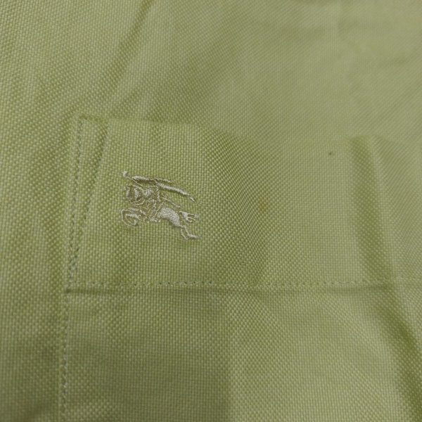 Z308 BURBERRY LONDON 半袖 BD シャツ S ライトグリーン コットン ポケット ワンポイント ロゴ 刺繍 バーバリーロンドンの画像9