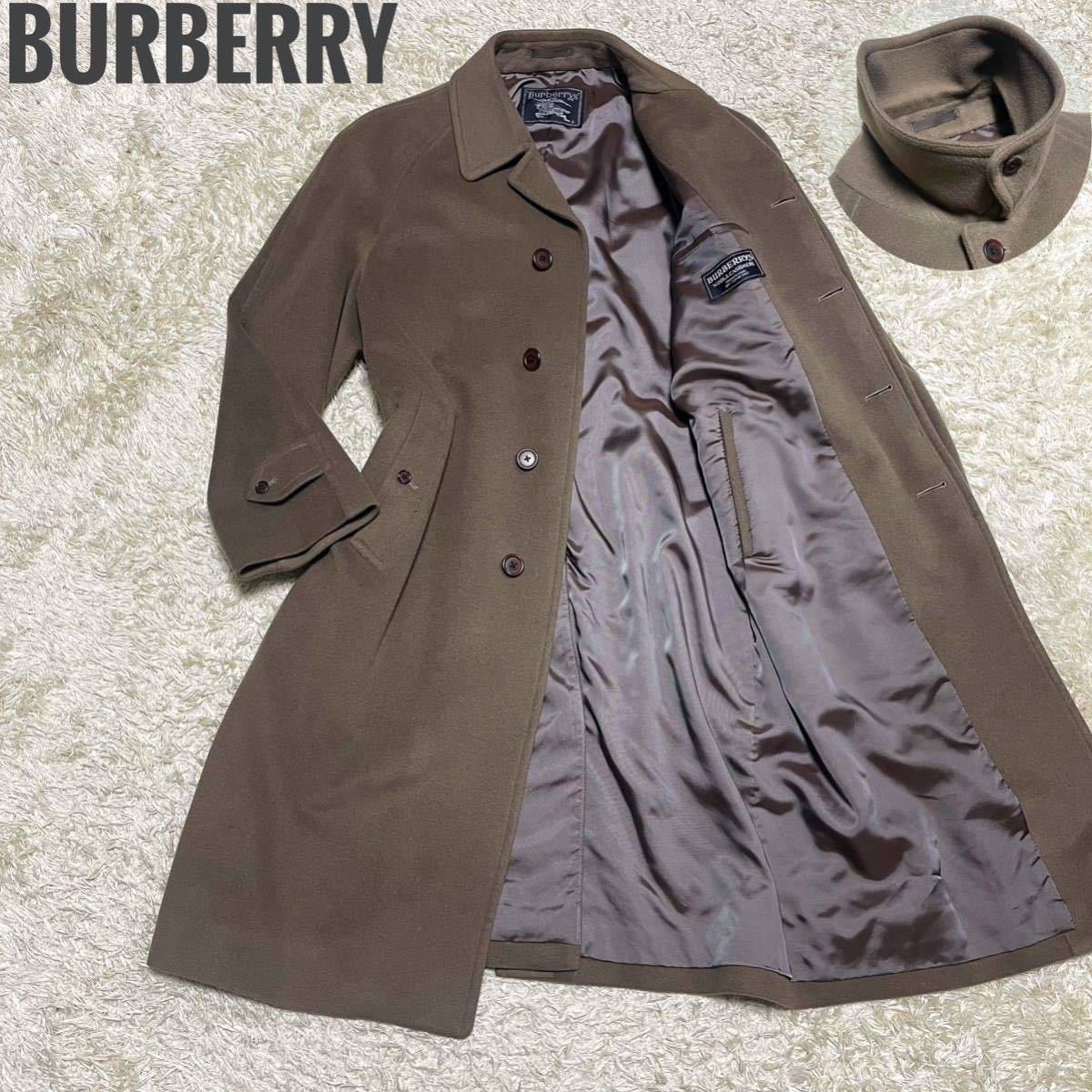 1円【極美品】Burberrys バーバリーズ ウールカシミヤ ステンカラーコート スタンドカラー 比翼 オリーブ XL相当 1スタ_画像1