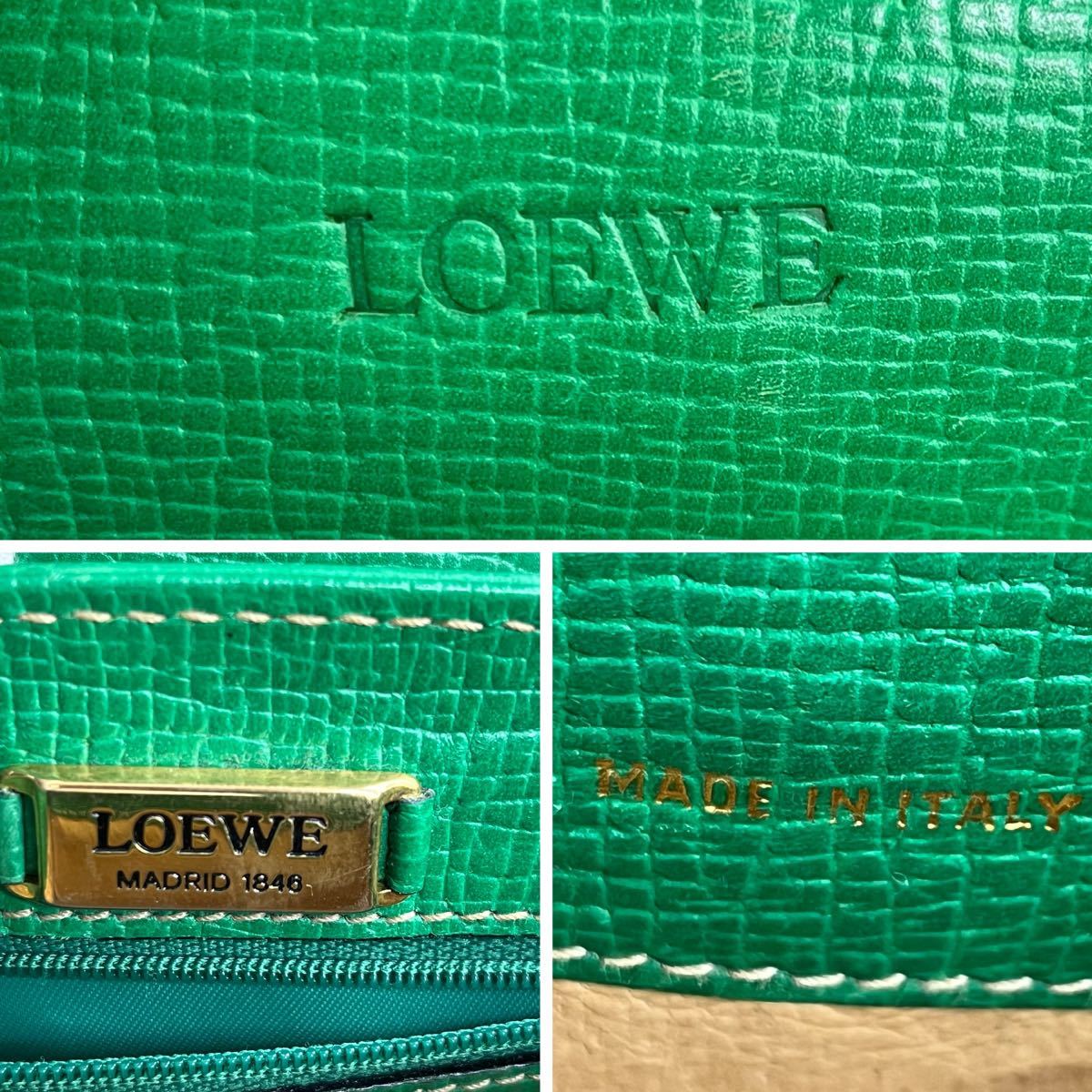 376.◎1円スタート◎LOEWE ロエベ ショルダーバッグ 緑 グリーン レザー レディース ミニサイズ【66106】_画像8