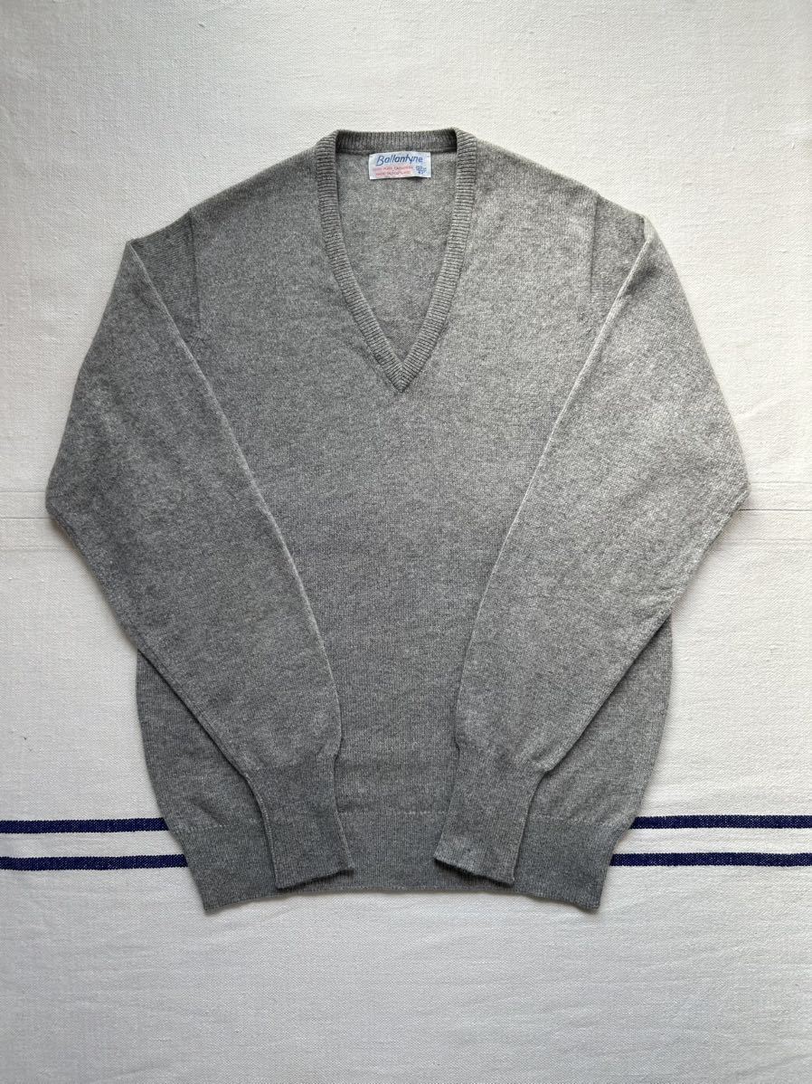 70s 80s Ballantyne Cashmere V-neck Sweater バランタイン カシミア カシミヤ スコットランド製_画像2