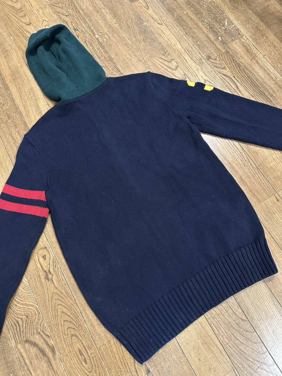 名作 本物 POLO RALPH LAUREN ポロ ラルフローレン ジップアップ ニット パーカー セーター L (14-16) 160/80 キッズ ジュニア レディース