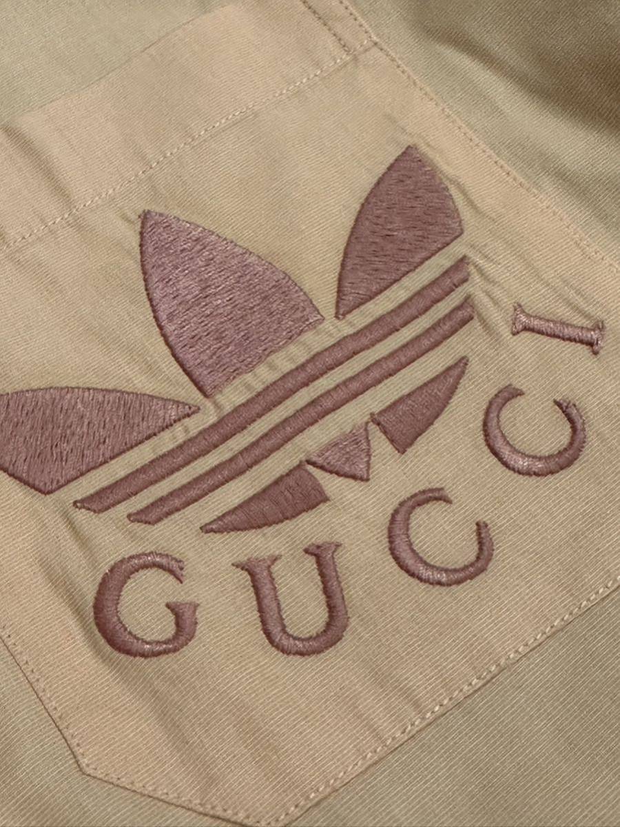 名作 本物 GUCCI adidas グッチ アディダス 22ss Philafil L/S Shirt 691521 オーバーサイズ ビッグシルエット 刺繍 長袖 シャツ ピンク 46