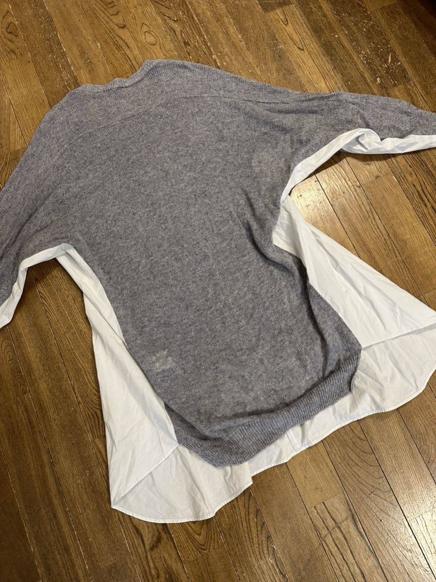 名作 本物 Y's ワイズ ヨウジヤマモト Yohji Yamamoto コレクション 切り替え ドッキング 麻 リネン ニット セーター シャツ ワンピース 2