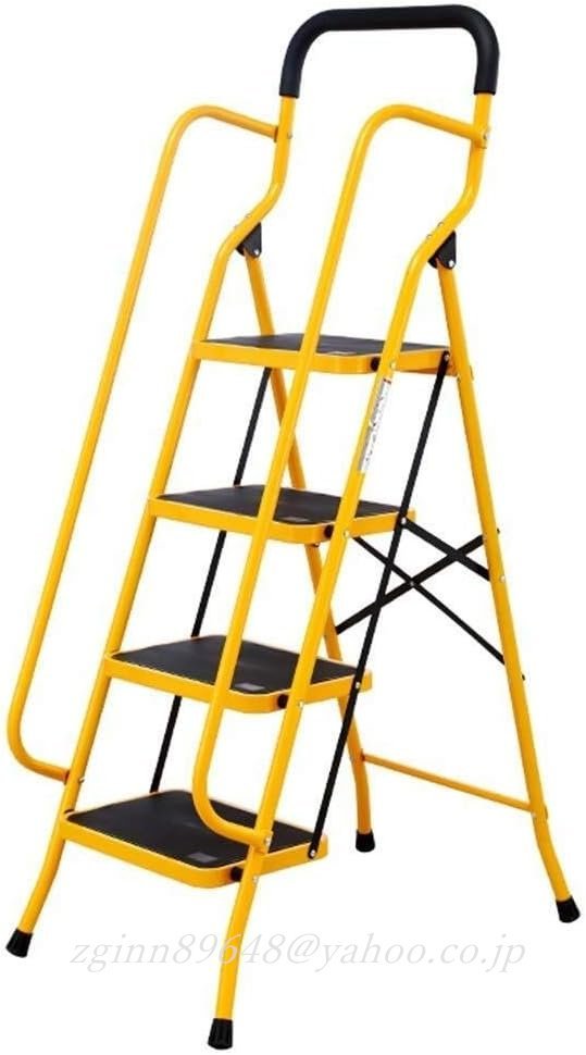 脚立 梯子 高齢者/大人のための適切なステップはしご多機能手すりラダースツール4ステップスツール、ワイドペダル