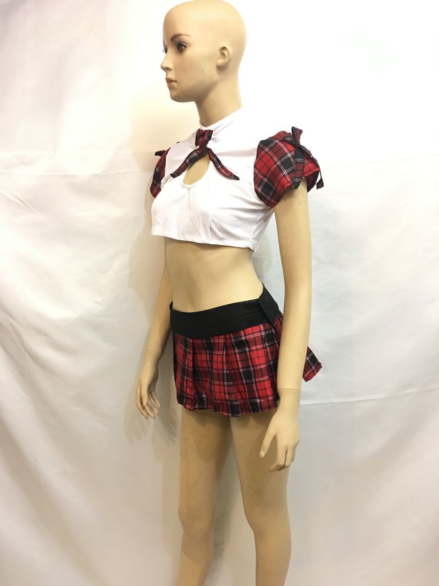 新品 未使用 送料無料bs8 背中がパックリ開き女子高生 制服 学生服 へそが見えるトップス ミニ丈スカートコスプレ セーラー服 訳有_画像7