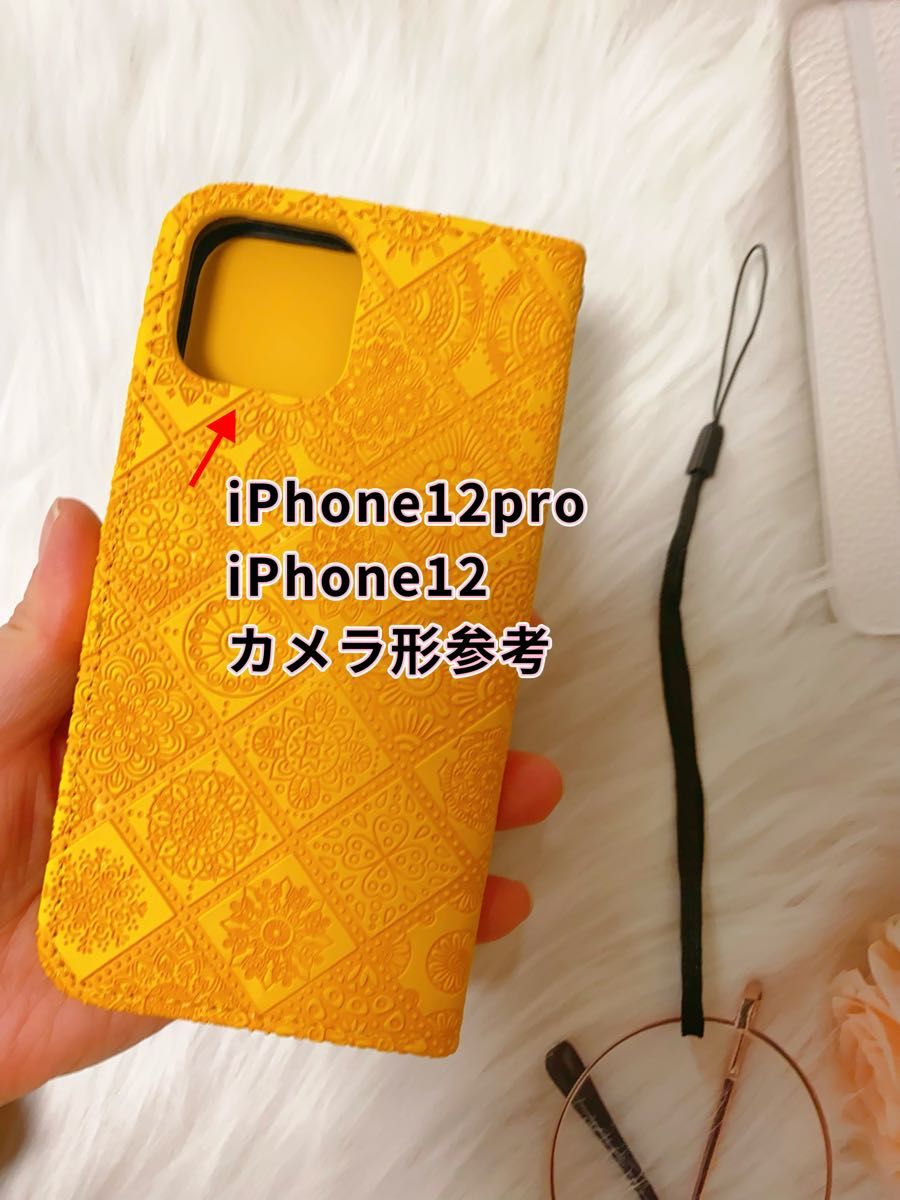 iPhone12pro iPhone12対応 iPhone手帳型ケース iPhone 12スマホケース ゴールド