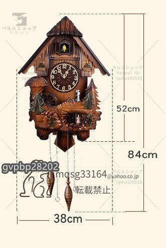 多機能 ヨーロピアンスタイル はと時計 無垢材の鳩時計 ハト時計 振り子時計 からくり時計 壁掛け時計_画像3