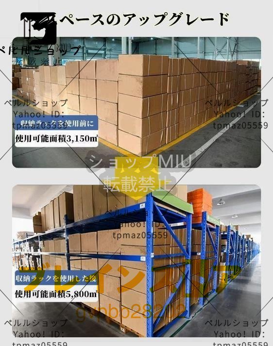 作業台 スチールラック 倉庫収納ラック 業務用メタルラック 棚 4段 耐荷重480kg 組立簡単 連結可能 高さ調節可能_画像4