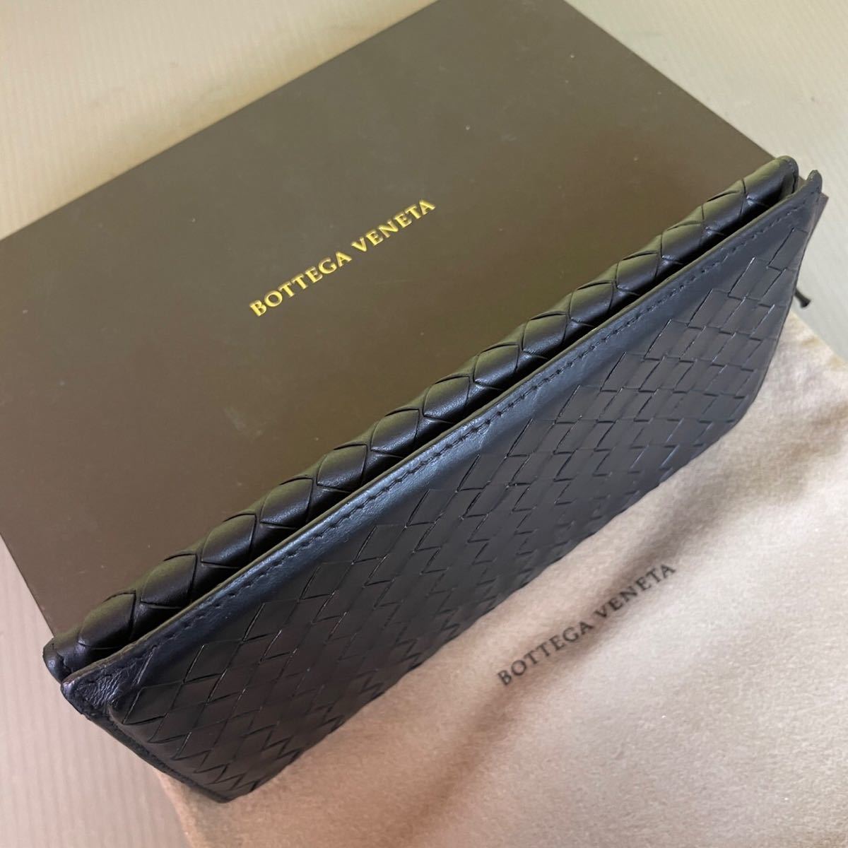 1円~美品 ボッテガヴェネタ イントレチャート ラウンドファスナー BOTTEGA VENETA 長財布 男女 二つ折り 小銭入れ 札入れ ブラック カーフ_画像6