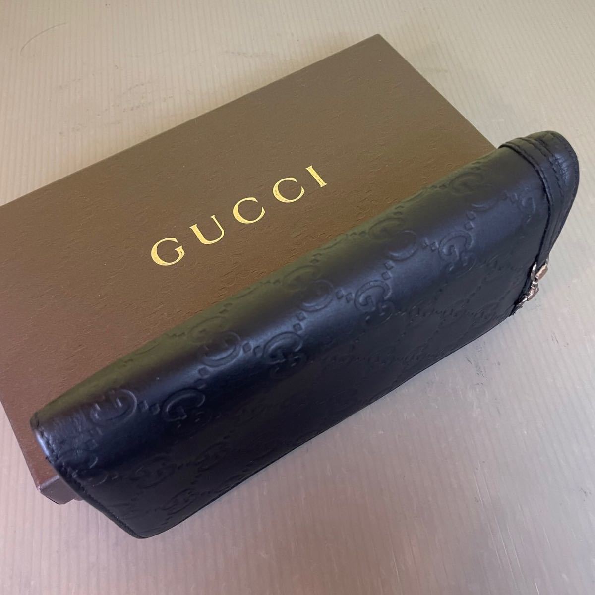 1円〜【良品】 GUCCI グッチ レザー マーモント GG ウォレット 長財布 インターロッキング ラウンドファスナー シマ 二つ折り_画像4