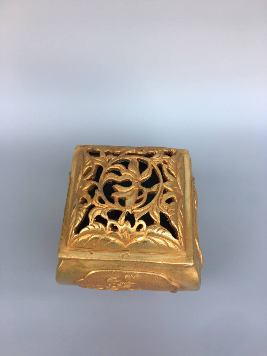 清・古銅彫・塗金・梅蘭竹菊熏香炉』極細工 置物 古賞物 中国 清・古銅彫・塗金・梅蘭竹菊熏香炉』極細工 置物 古賞物 中国
