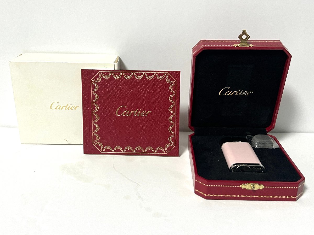 【美品】cartier カルティエ　ゴドロン　ガスライター　ピンクラッカー　プラチナフィニッシュ　N0309060_画像1