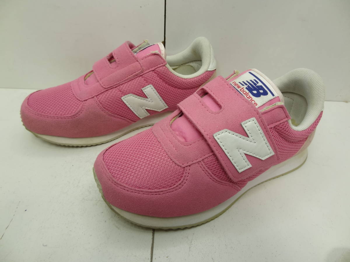全国送料無料 美品 ニューバランス new balance 220 子供靴キッズ女の子 ピンク色 ランニングメッシュスニーカーシューズ 20cm_画像1