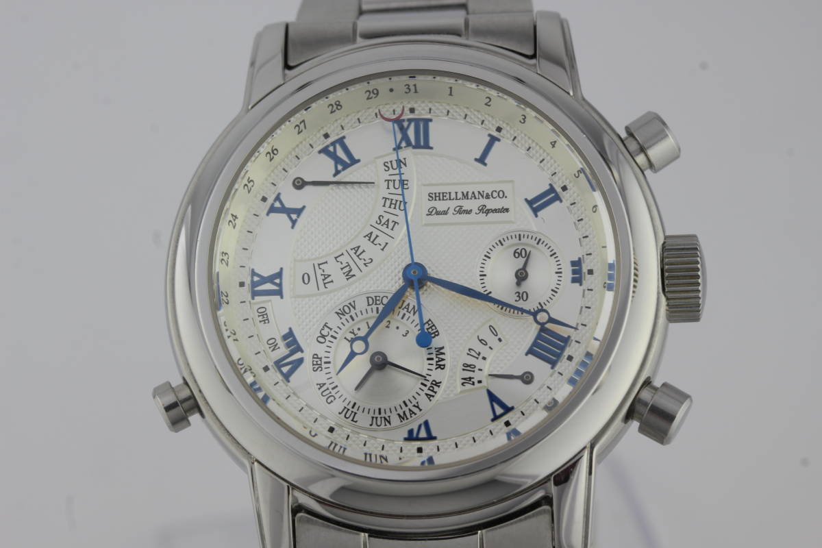Shellman シェルマン DUALTIME REPEATER メンズ腕時計 6760-T017851 純正レザー替えベルト付き