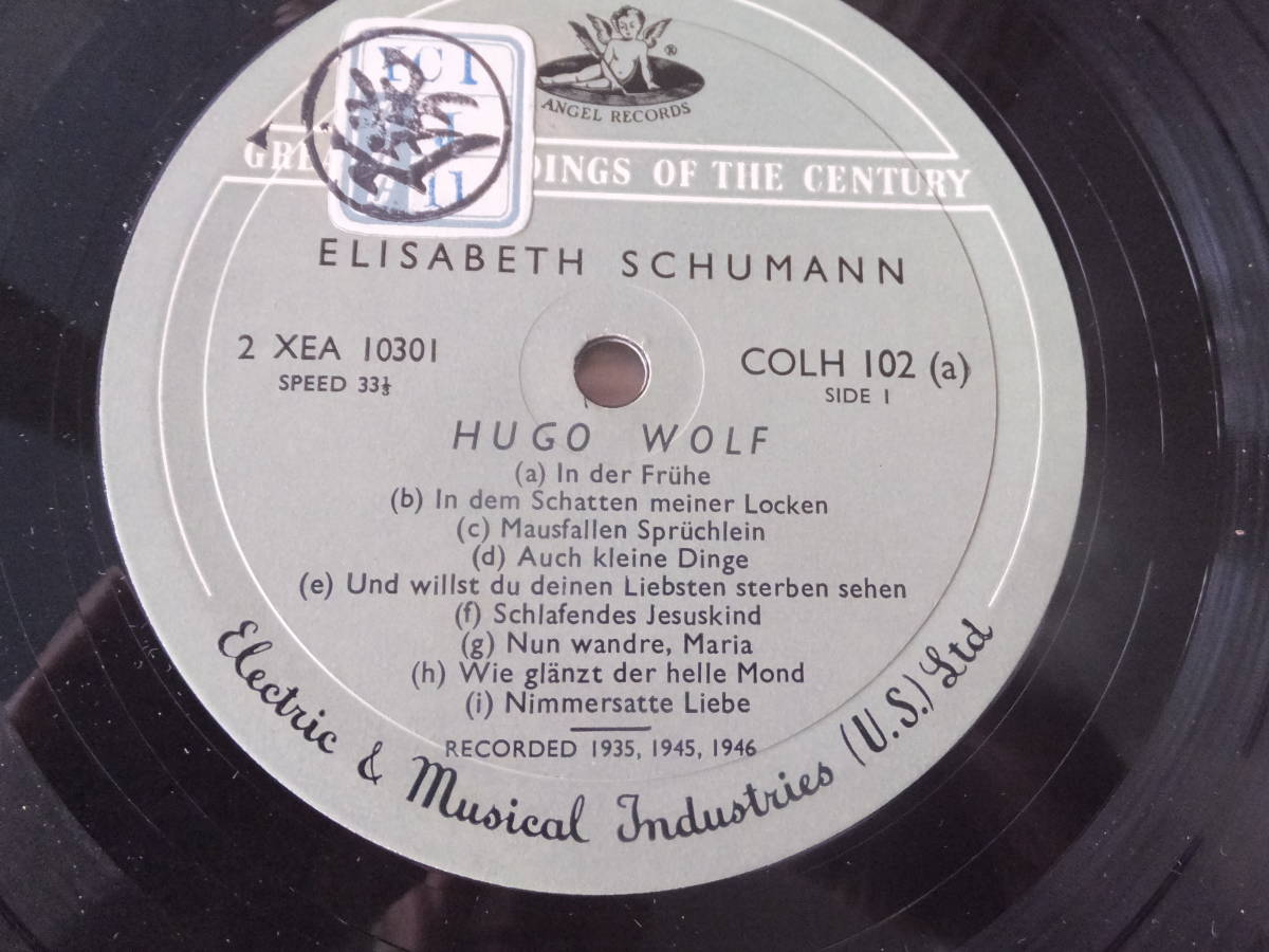 英EMI製作初期米EMI盤世紀の録音シリーズ初期のCOH102伝説の名ソプラノ・エリザベート・シューマンのウオルフ/Rシュトラウス歌曲集レアー盤_画像8