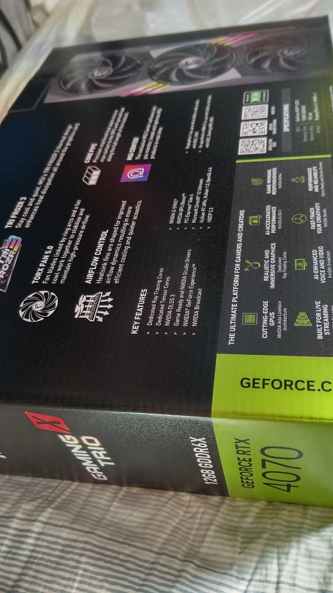 【美品動作品】MSI GeForce RTX 4070 GAMING X TRIO 12G [PCIExp 12GB] 納品書付き_画像2