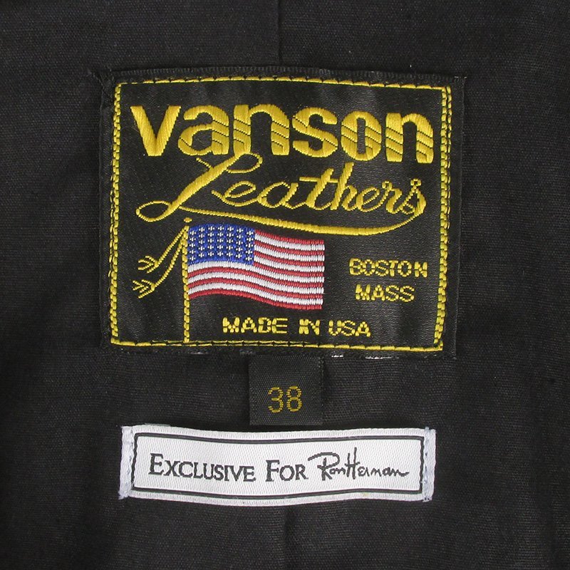 FJ23717 VANSON バンソン Ron Herman ロンハーマン TJ TEAM JACKET レザー チームジャケット 38 美品 ブラック_画像4