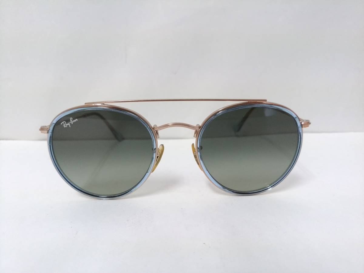 【美品】Ray-Ban レイバン ダブルブリッジ RB3467 サングラス/クロス ケース付き/ピンクゴールド×ブラックカラー/アイウェア/02SH010802_画像2