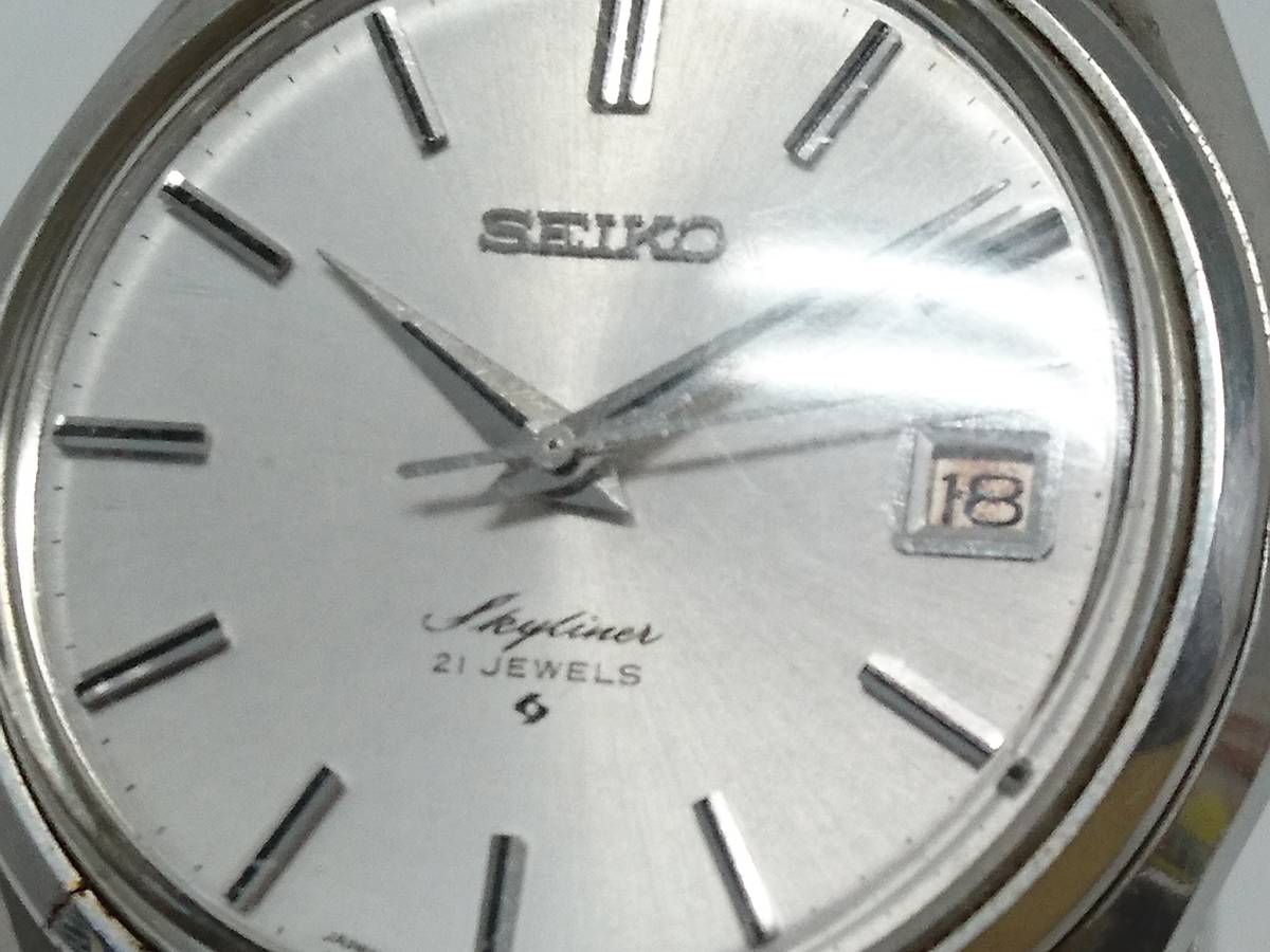 【美品】SEIKO セイコー Skyliner スカイライナー 6102-8000 デイト 21石 手巻き 腕時計/作動中/リストウォッチ/シルバーカラー/01KO011502_画像3