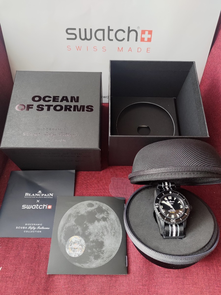 【2024.01.27京都購入】Blancpain x Swatch Fifty Fathoms Collection Ocean of Storms ブランパン × スウォッチ ストームス　ブラック_画像4