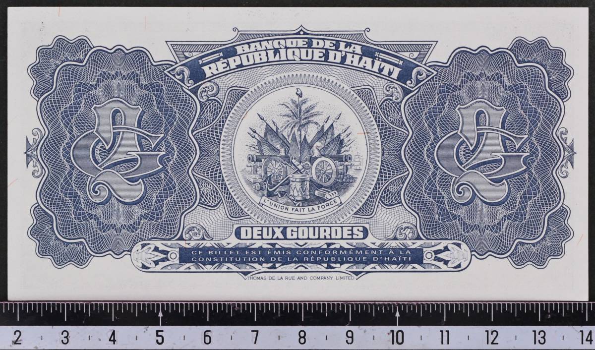 外国紙幣 ハイチ 1992年 未使用 2グールド_画像2