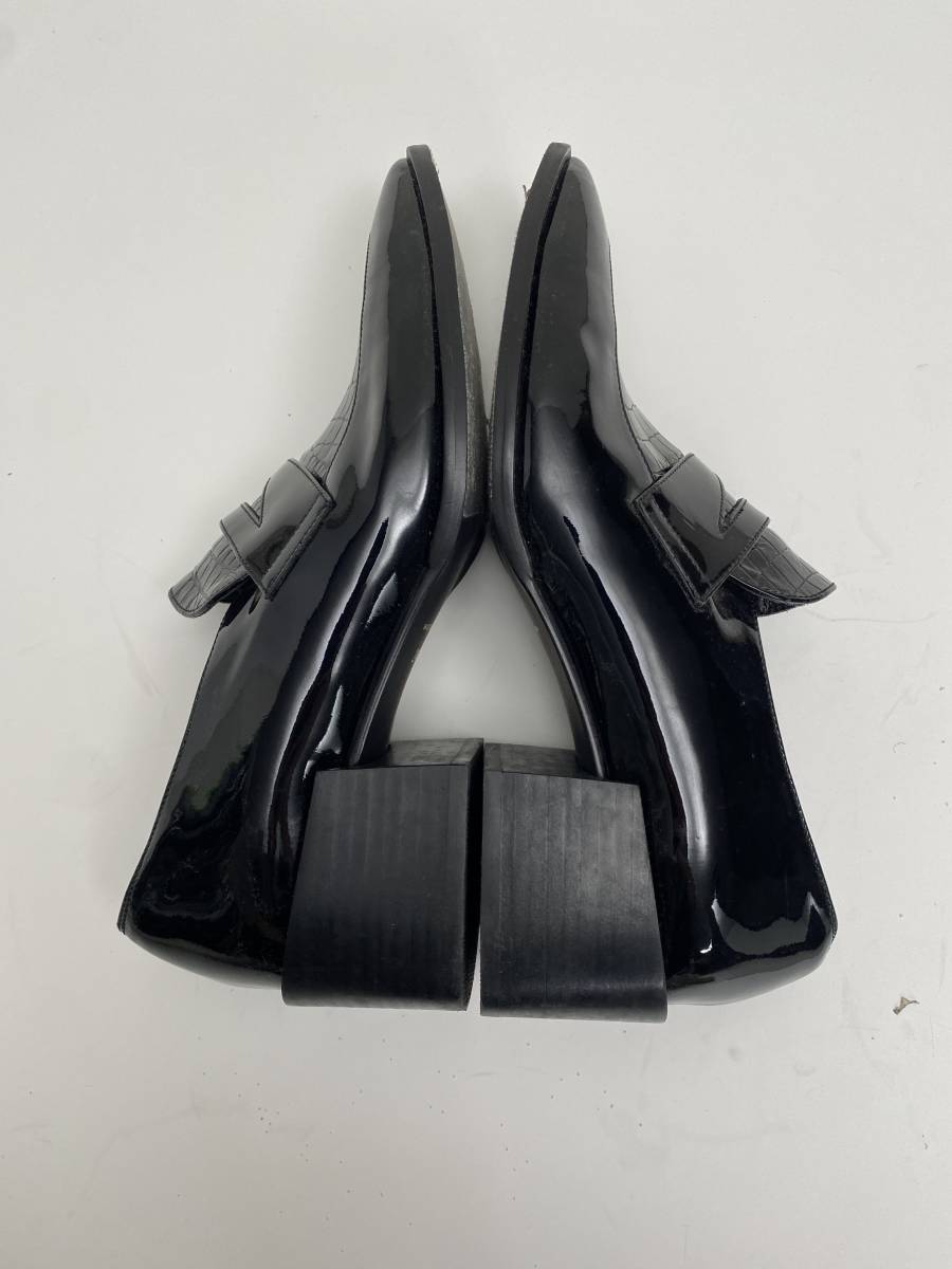 【STYLE DELI】【訳あり】【Made in JAPAN】ブロックヒールローファー型押しMIX／ブラック・24.5cm_画像4