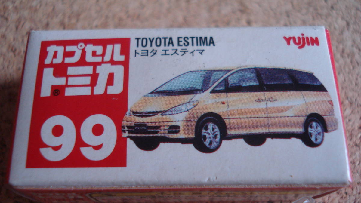 カプセルトミカ NO.９９　トヨタ　エスティマ//ユージン・YUJIN＊ダメージが見られます。_外箱に日焼けがみられます。