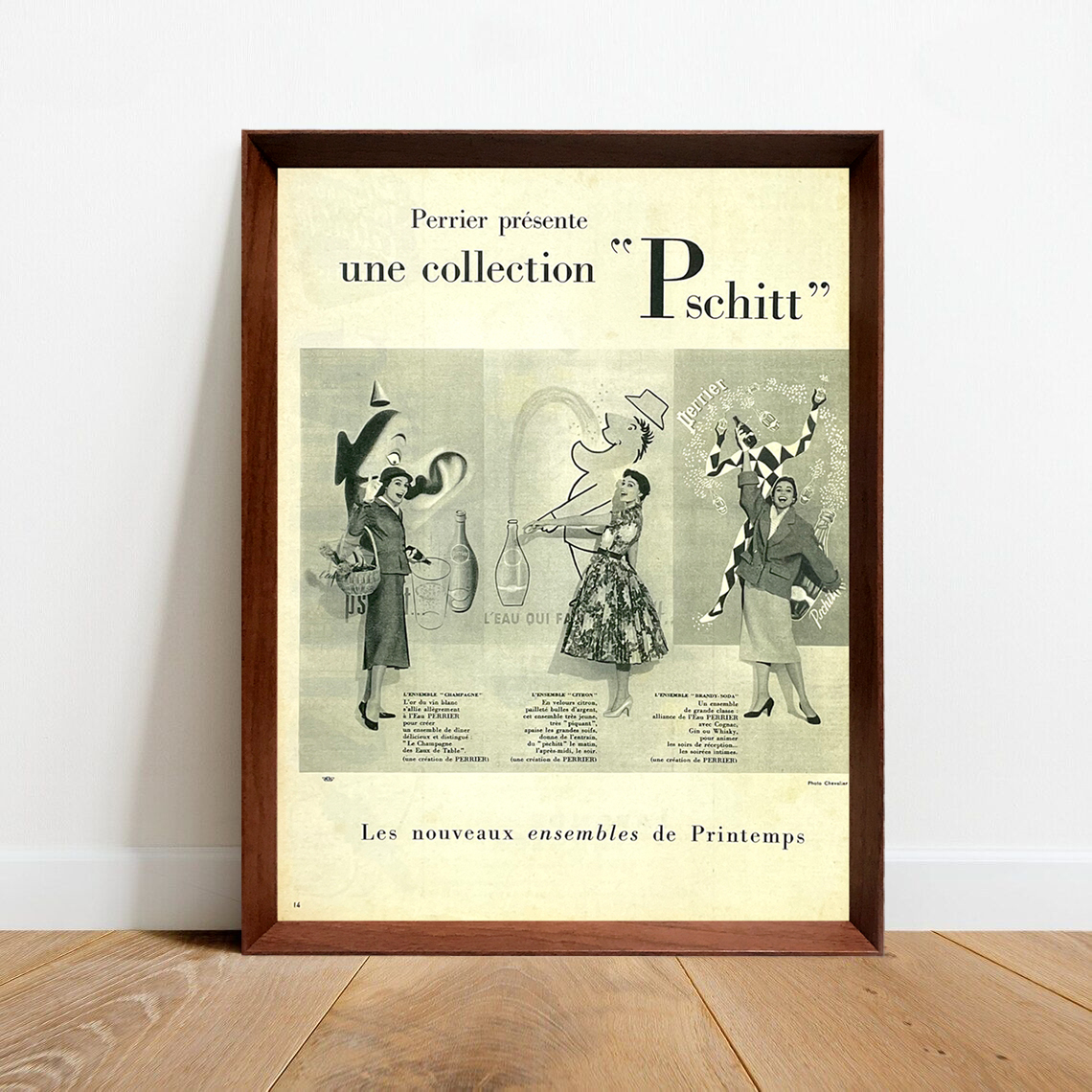 ペリエ サヴィニャック 広告 ポスター 1960年代 フランス ヴィンテージ 雑誌 【額付】 