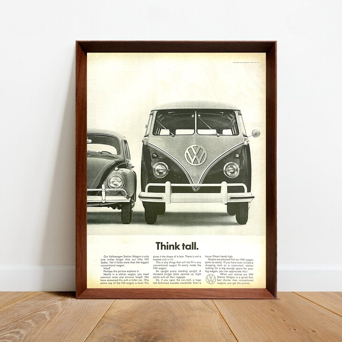 フォルクスワーゲン ビートル バス タイプⅡ 広告 ポスター 1960年代 アメリカ ヴィンテージ 【額付】 #004
