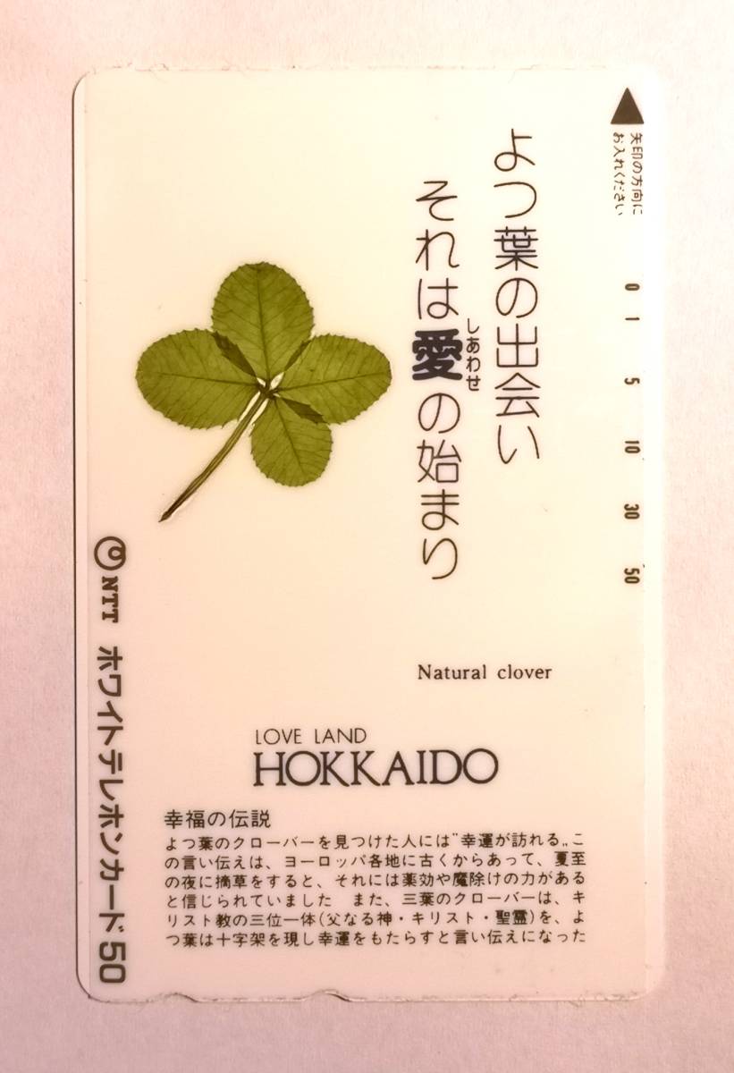 ★☆ ＜未使用＞ テレホンカード テレフォンカード テレカ LOVE LAND HOKKAIDO Natural clover ☆★の画像1