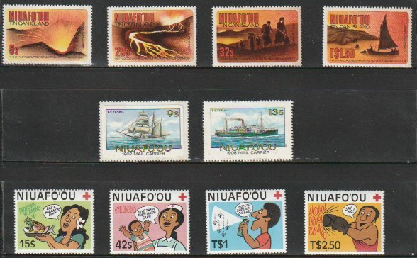 トンガ１２　ニウアファオウ　1983年～1985年（記念　火山噴火　赤十字他　３セット）１０種_画像1