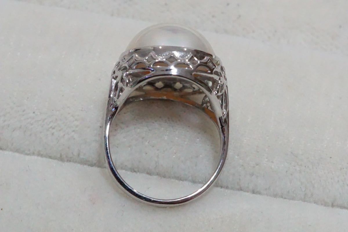 A9 マベパール 半円真珠 ヴィンテージ リング 指輪 アクセサリー SILVER 925 本真珠 シルバー アンティーク 装飾品 約9.5号_画像4