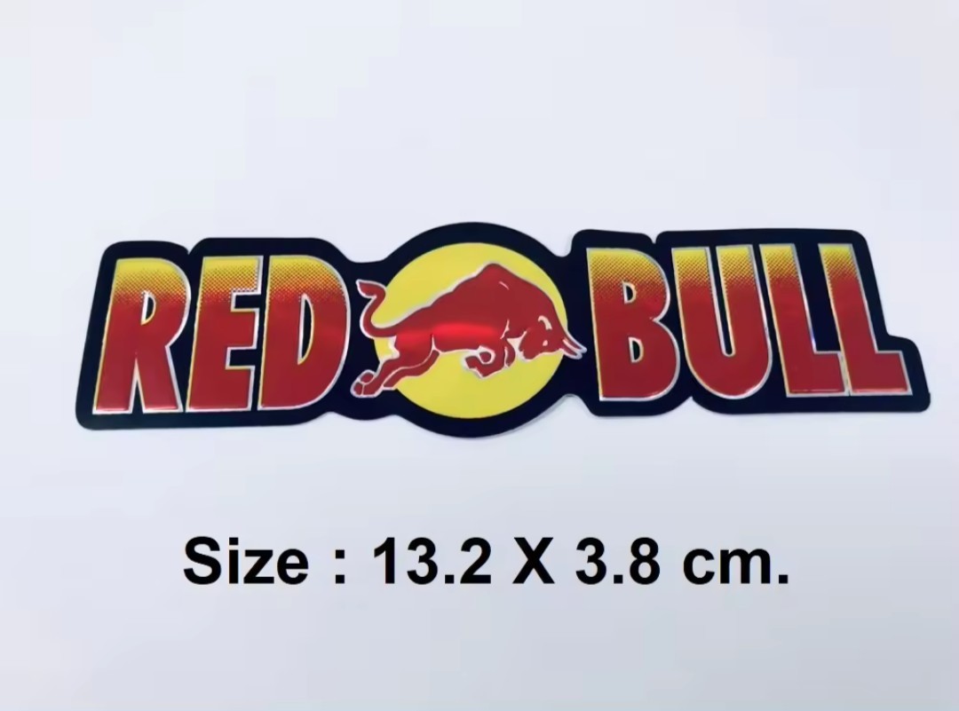  2枚セット 防水 レッドブル  エンボス加工 文字シルバー バイクステッカー ヘルメットステッカー スケートボード BMX  Red bullの画像6
