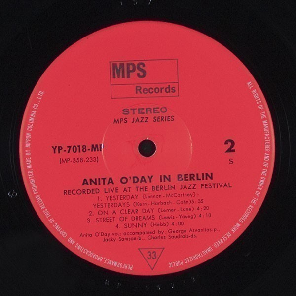 MPS YP-7018-MP【美品】 Anita O'Day アニタ オデイ：Anita O'day In Berlin　イン・ベルリン_画像6