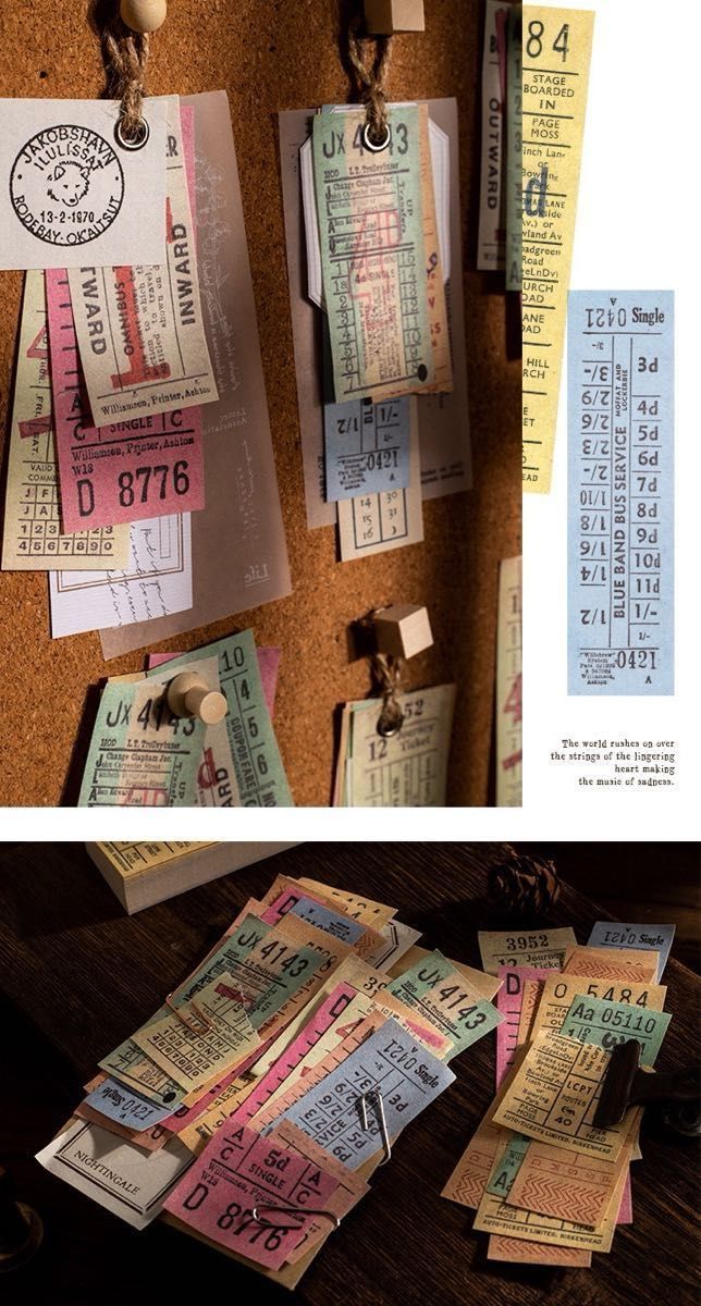 時空チケットシリーズ 10種1000枚 古券 素材ペーパー アンティーク スクラッチブッキング ジャンクジャーナル コラージュ_画像4