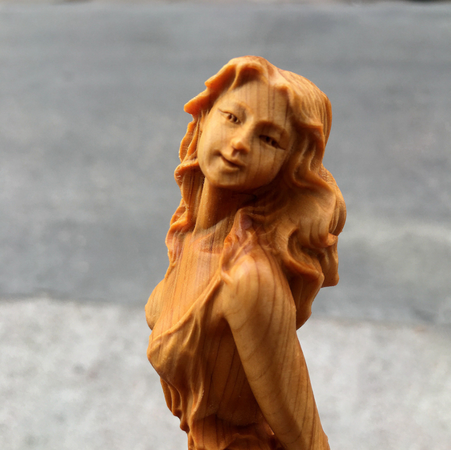 【極上の木彫】◆美女◆女神◆ヌード◆美少女 ◆裸婦像◆女性像/彫刻工芸品/手作りデザイン/文遊びの手/置物_画像3
