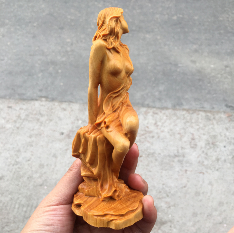 【極上の木彫】◆美女◆女神◆ヌード◆美少女 ◆裸婦像◆女性像/彫刻工芸品/手作りデザイン/文遊びの手/置物_画像4
