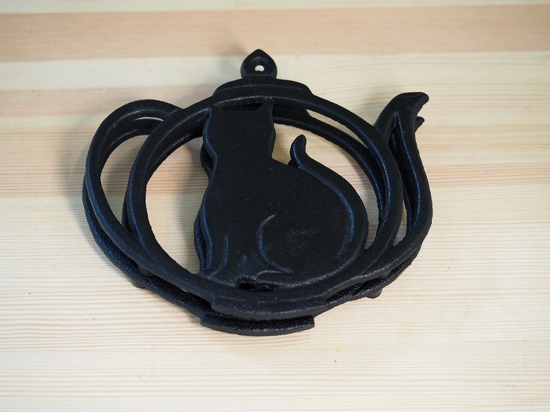 【2枚セット】猫鍋敷き　壺型 黒　黒猫　なべしき　鉄 鉄製　キャンプ アウトドア_画像8