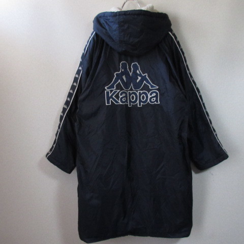 ○良品 90s Kappa カッパ◆ベンチコート 裏ボア 中綿入り あたたかい 防寒 スポーツ 90年代ファッションなど◆メンズ ネイビー Mサイズ_画像2