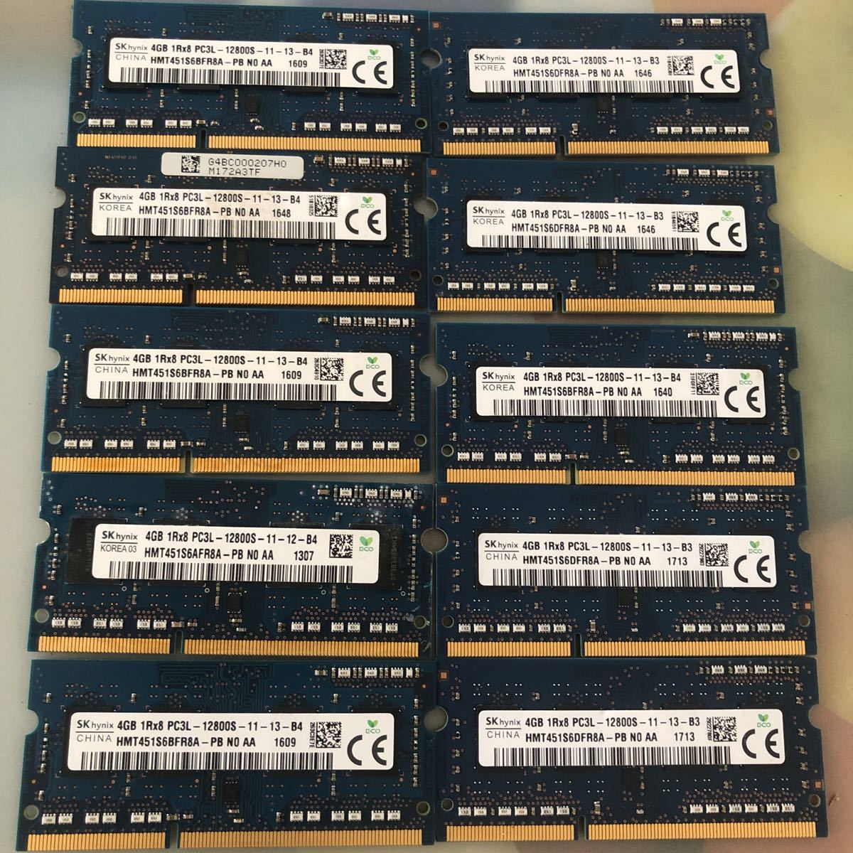 (851)SK hynix 4GB 1Rx8 pc3L-12800S 10枚セット_画像1