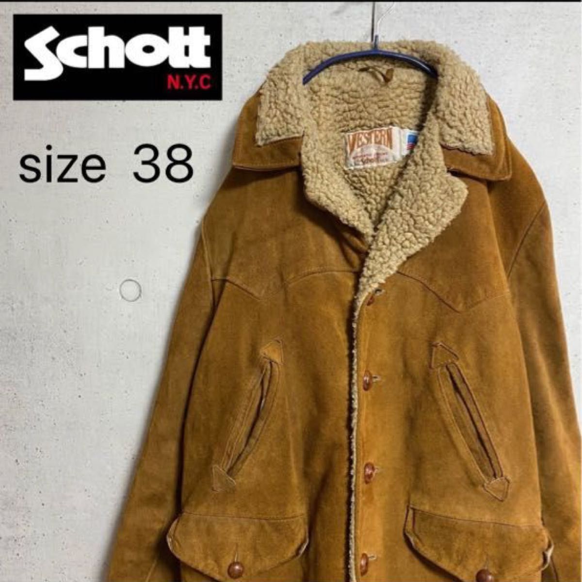 Schott/ショット】裏ボア レザージャケット USA製 ビンテージ 38 Schott/ショット】裏ボア レザージャケット USA製 ビンテージ 38
