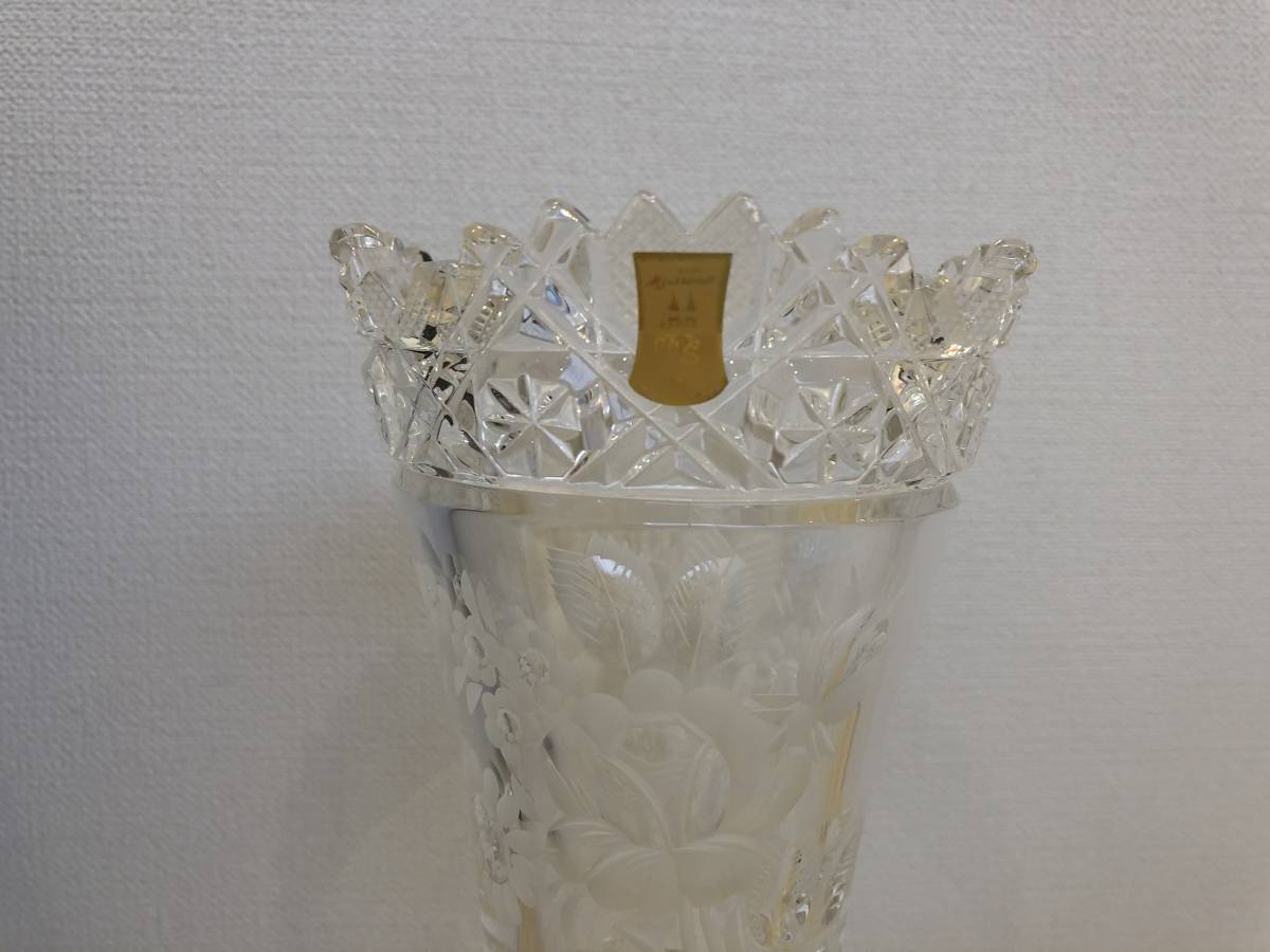 《5838》未使用 MEISSEN マイセン クリスタル ガラス フラワーベース 花瓶 花器 箱付_画像4
