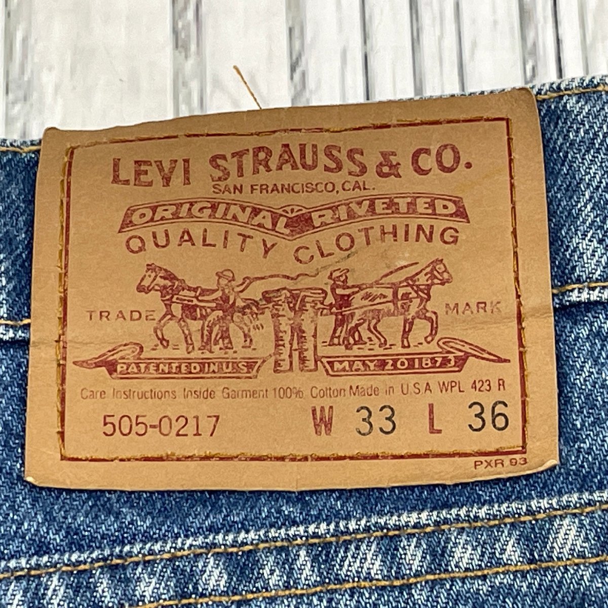 m002 G5(60) 1 Levi's リーバイス ジーンズ デニムパンツ 505-0217 33インチ ダメージ 米国製 アメリカ製 ヴィンテージ 古着 Gパン_画像9