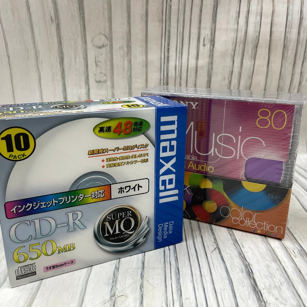 m002 E2(60) 1 未開封 CD-R maxell マクセル 650MB CDR650S.PW1P10S 10PACK 薄型 スリム ＋ SONY ソニー Audio 5PACK_画像1
