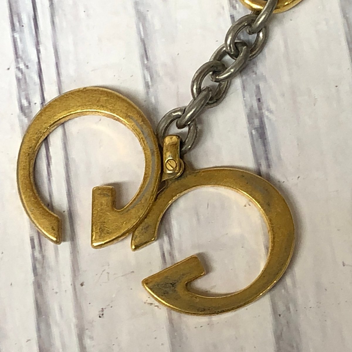 m001 C4 送料370円 オールドグッチ ダブルG キーホルダー ゴールド シルバー ヴィンテージ GUCCI MADE IN ITALY_画像4