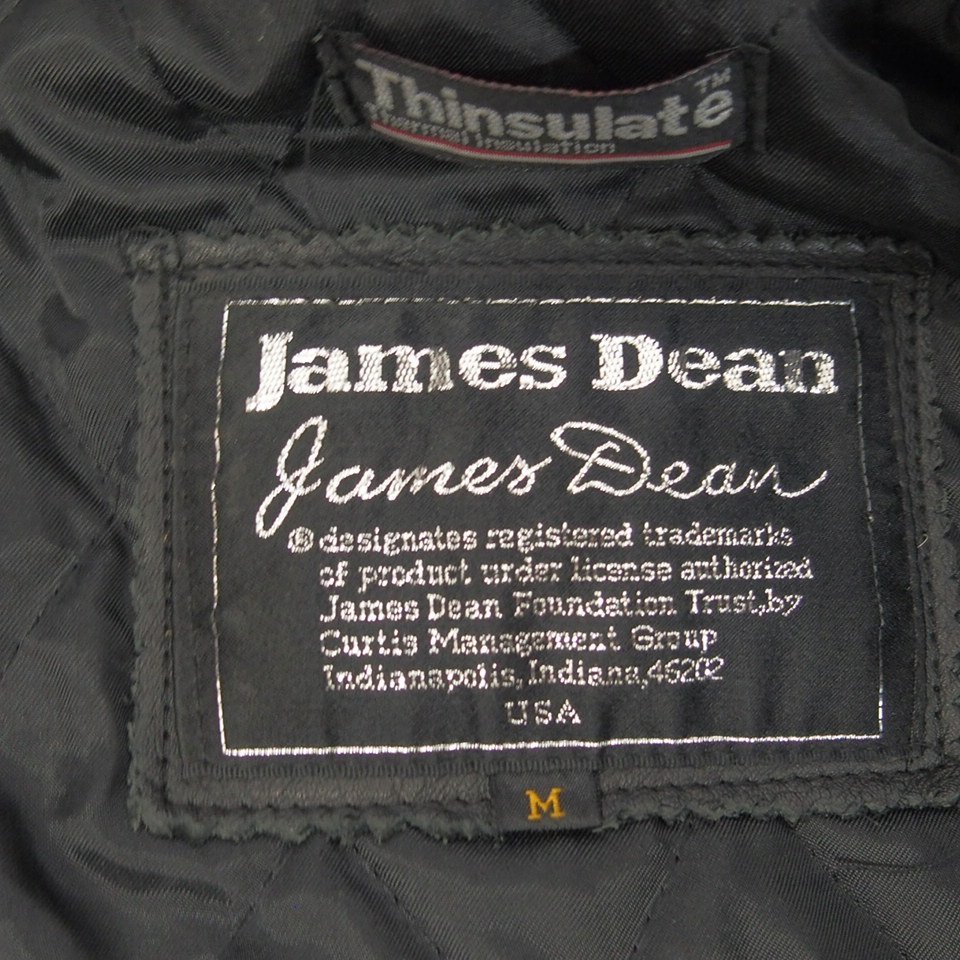 f002 G2 8.シンサレイト Thinsulate James Dean ライダースジャケット 牛革 レザー 襟ボア サイズM 黒 ブラックの画像10